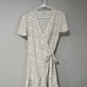 Boutique White Polka Dot Midi Dress